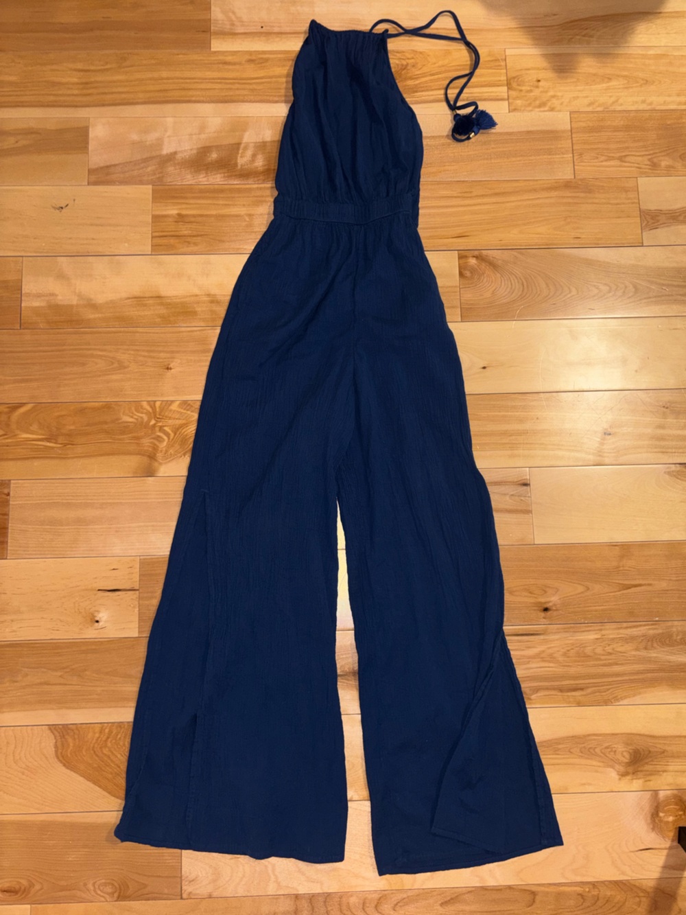 Aerie Navy Wide-Leg Open Back Jumpsuit